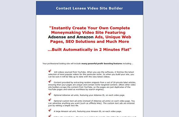 Screen450 Contact Lenses Video Site Builder