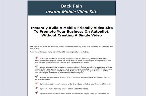 Screen-10 Back Pain Instant Mobile Video Site