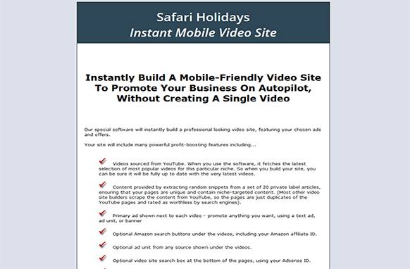 Screen4-16-2 Safari Holidays Instant Mobile Video Site