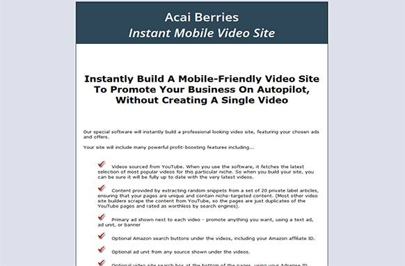 Screen4-3-3 Acai Berries Instant Mobile Video Site