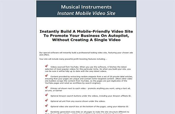 Screen45-2 Musical Instruments Instant Mobile Video Site