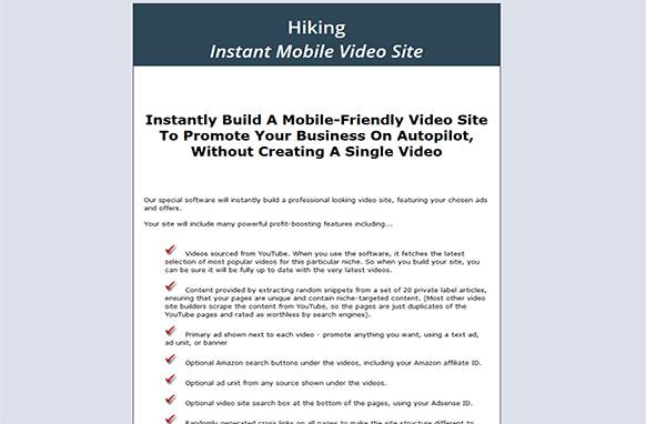 Screen410-2 Hiking Instant Mobile Video Site