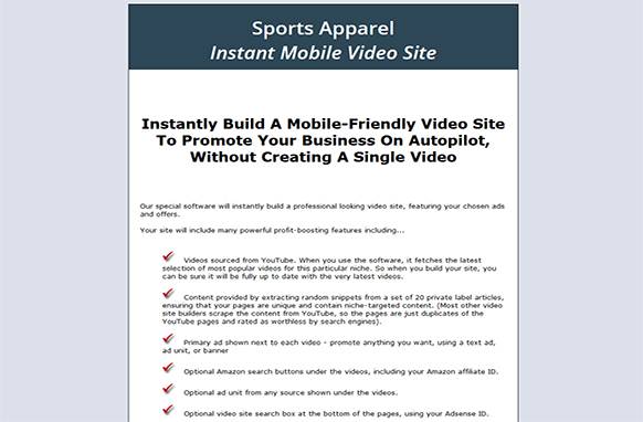Screen-24 Sports Apparel Instant Mobile Video Site